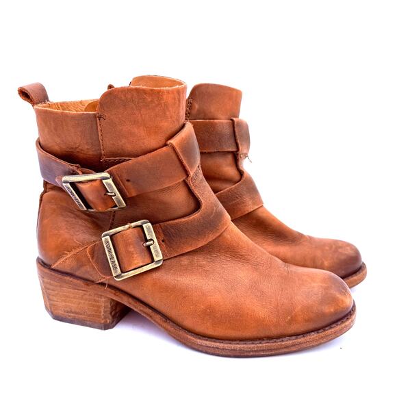 Kork-Ease Shoes - Kork-Ease Women's Brown Leather Carsyn Ankle Buckle Biker Boots Size 7 / 38